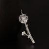 s925 sterling silver plum flower shape brooch, nice clear quartz flower pin