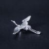 s925 sterling silver flying crane shape brooch, nice silver crane pin