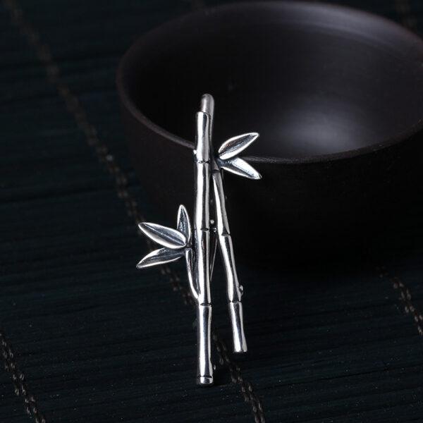 s925 sterling silver bamboo barnch shape brooch, nice silver bamboo pin