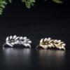s925 sterling silver olive branch shape brooch, nice pearl leaf pin