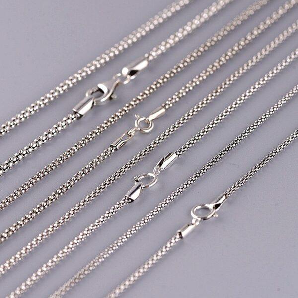 s925 sterling silver popcorn chain necklace, oxidized silver necklace