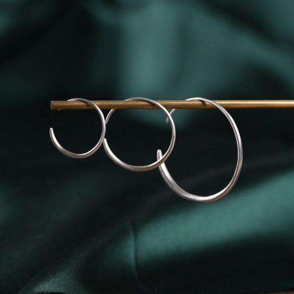 s999 fine silver simple hoop earrings, a pair silver hoop earrings - Image 2