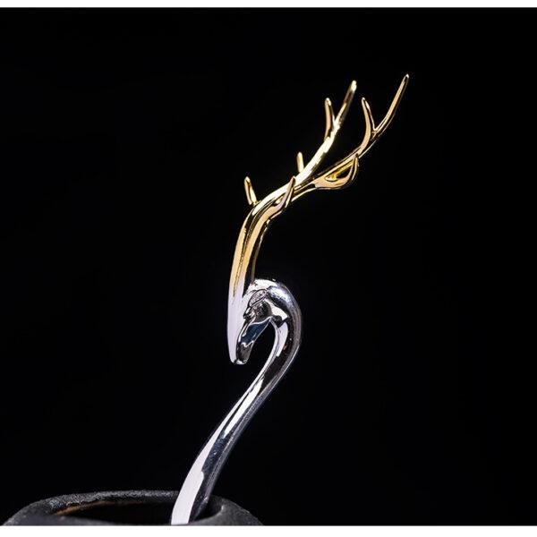 s925 sterling silver deer shape hairpin, nice silver deer hair stick - Image 2