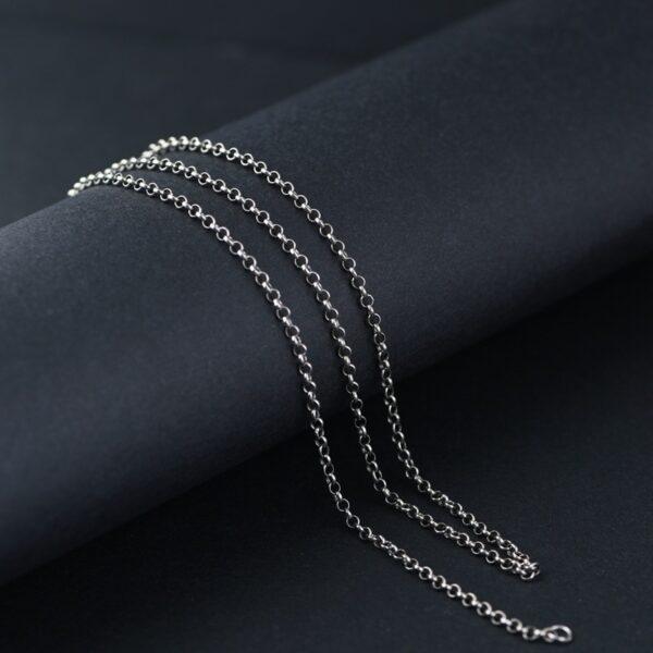 s925 sterling silver rolo chain necklace, oxidized silver chain necklace - Image 2