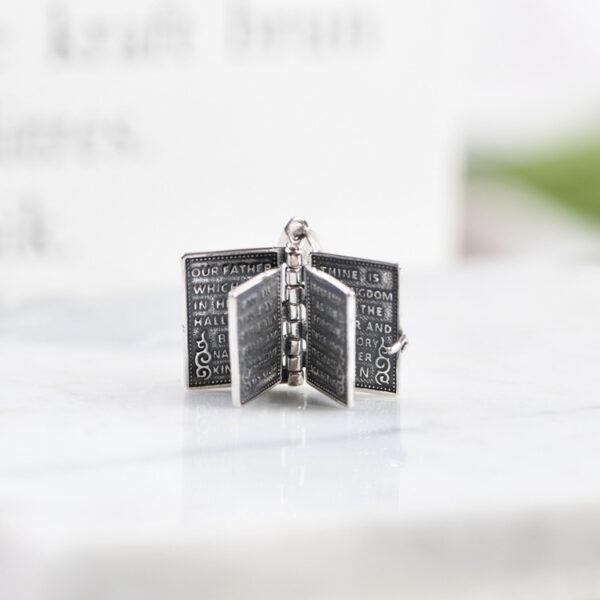 s925 sterling silver bible book pendant, golden bible book pendant - Image 2