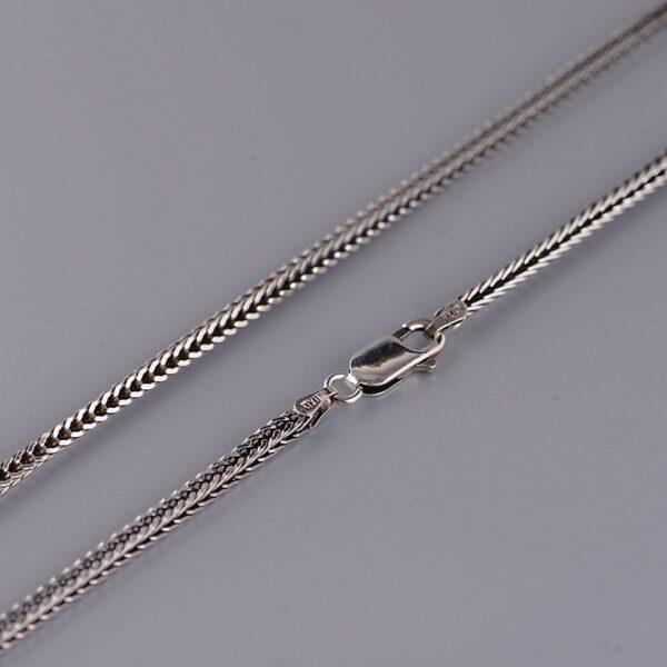 s925 sterling silver chopin chain necklace, oxidized silver foxtail necklace - Image 2