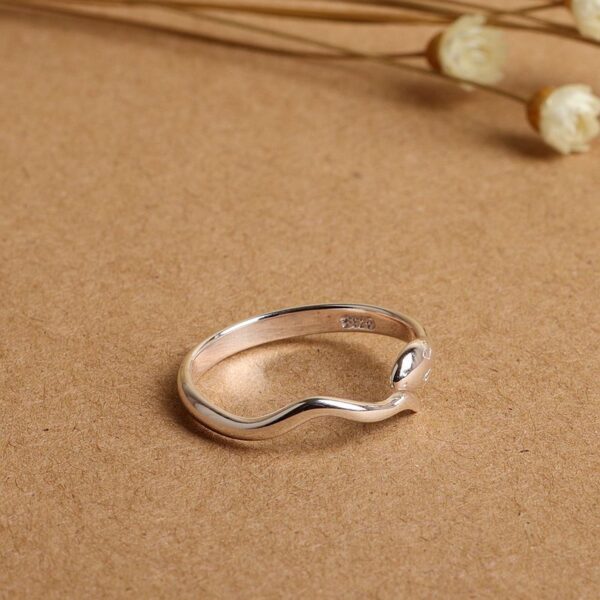 s925 sterling silver small snake shape adjustable ring, simple silver open ring - Image 3