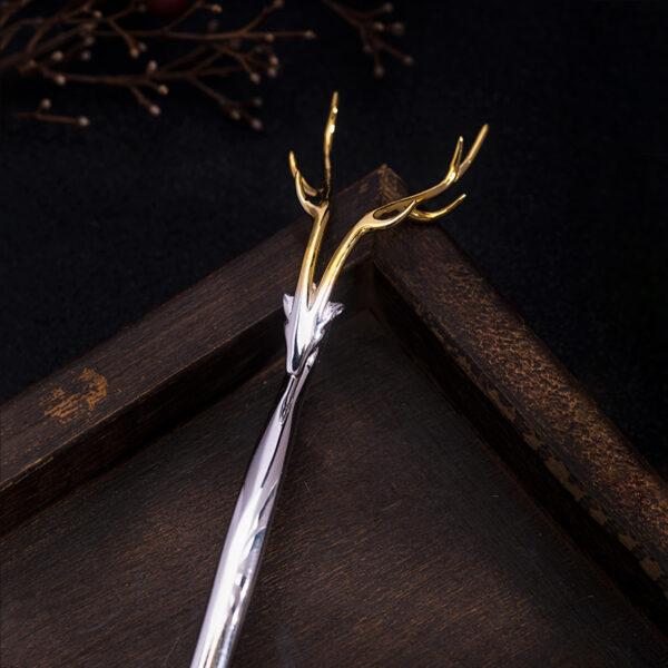 s925 sterling silver deer shape hairpin, nice silver deer hair stick - Image 3