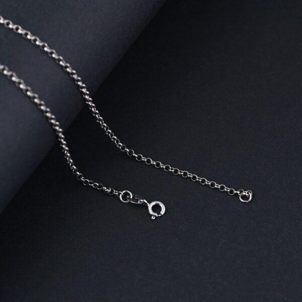 s925 sterling silver rolo chain necklace, oxidized silver chain necklace - Image 3