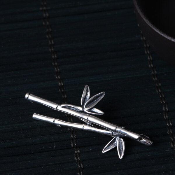 s925 sterling silver bamboo barnch shape brooch, nice silver bamboo pin - Image 3