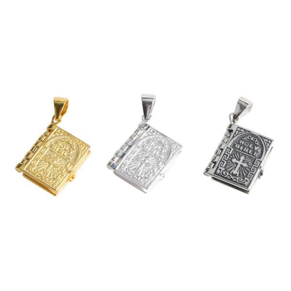 s925 sterling silver bible book pendant, golden bible book pendant - Image 3