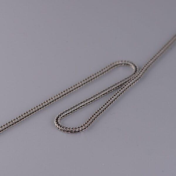s925 sterling silver chopin chain necklace, oxidized silver foxtail necklace - Image 3