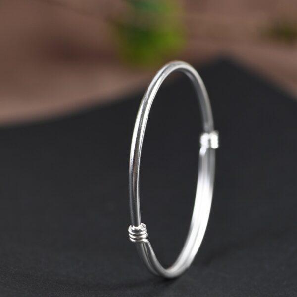 s999 fine silver simple bangle bracelet, oxidized silver push and pull bracelet - Image 3