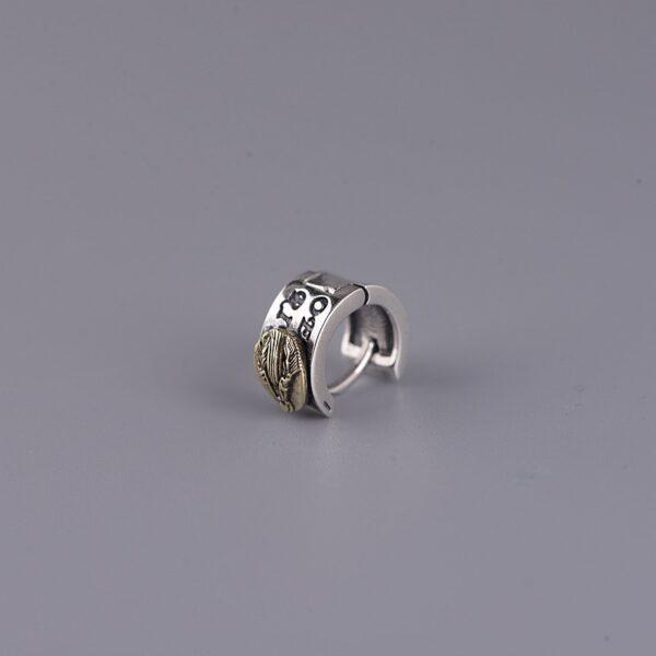 s925 sterling silver Jesus shape hoop earrings, a pair oxidized silver hoop earrings - Image 3