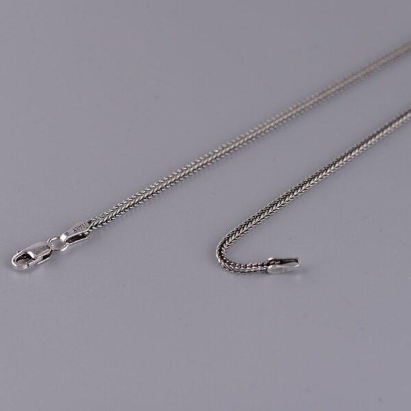 s925 sterling silver chopin chain necklace, oxidized silver foxtail necklace - Image 4