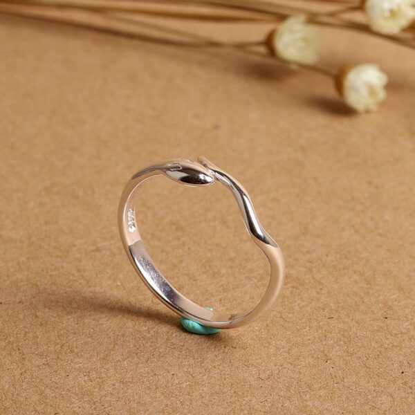 s925 sterling silver small snake shape adjustable ring, simple silver open ring - Image 4