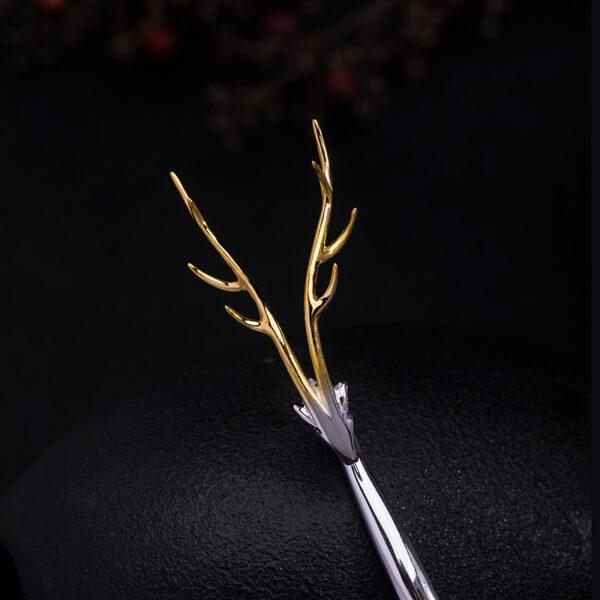s925 sterling silver deer shape hairpin, nice silver deer hair stick - Image 4