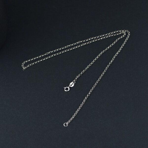 s925 sterling silver rolo chain necklace, oxidized silver chain necklace - Image 4
