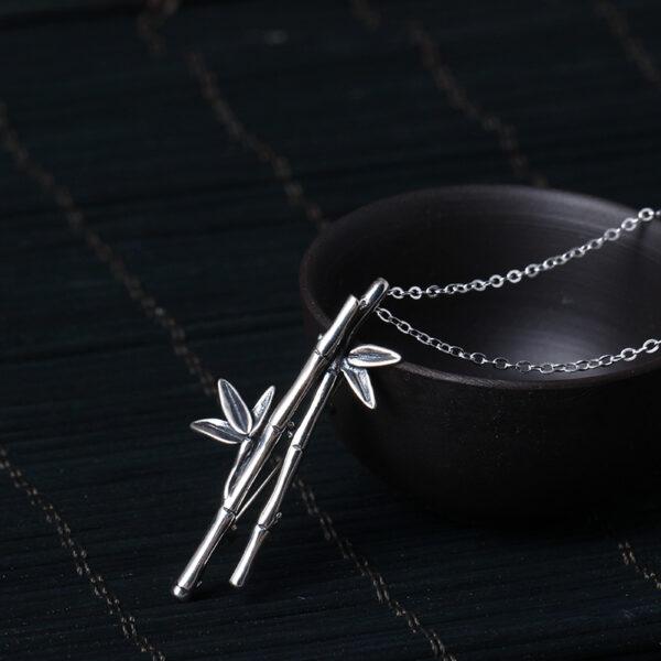 s925 sterling silver bamboo barnch shape brooch, nice silver bamboo pin - Image 4