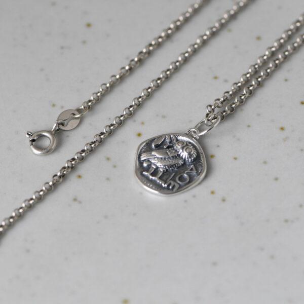 s925 sterling silver owl pendant, small silver bird charm - Image 4