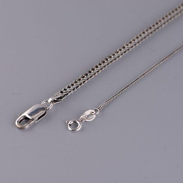 s925 sterling silver chopin chain necklace, oxidized silver foxtail necklace - Image 4