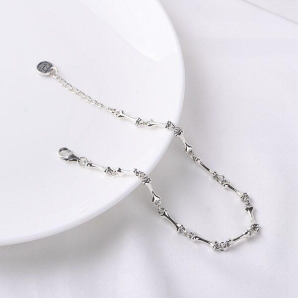 s925 sterling silver bone shape chain bracelet, oxidized silver chain bracelet - Image 4