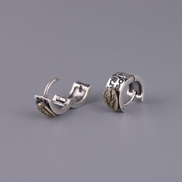 s925 sterling silver Jesus shape hoop earrings, a pair oxidized silver hoop earrings - Image 4