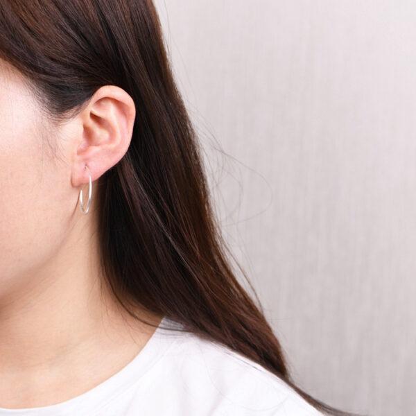 s999 fine silver simple hoop earrings, a pair silver hoop earrings - Image 4
