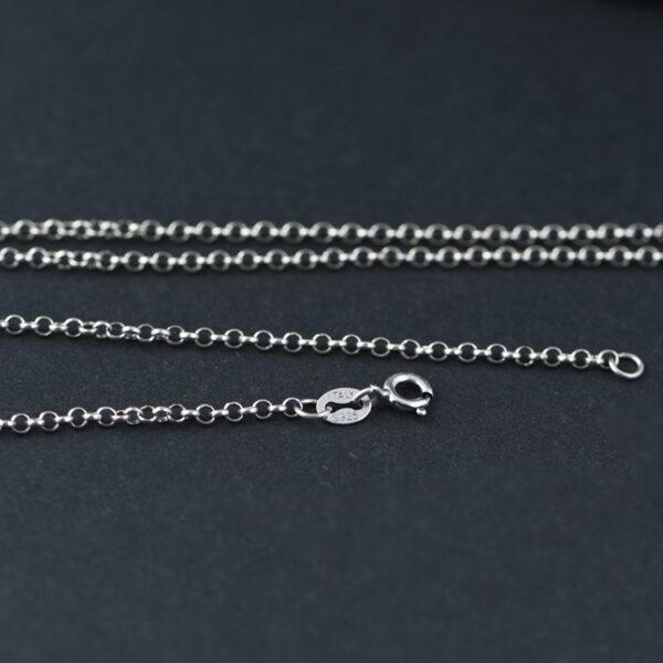 s925 sterling silver rolo chain necklace, oxidized silver chain necklace - Image 5