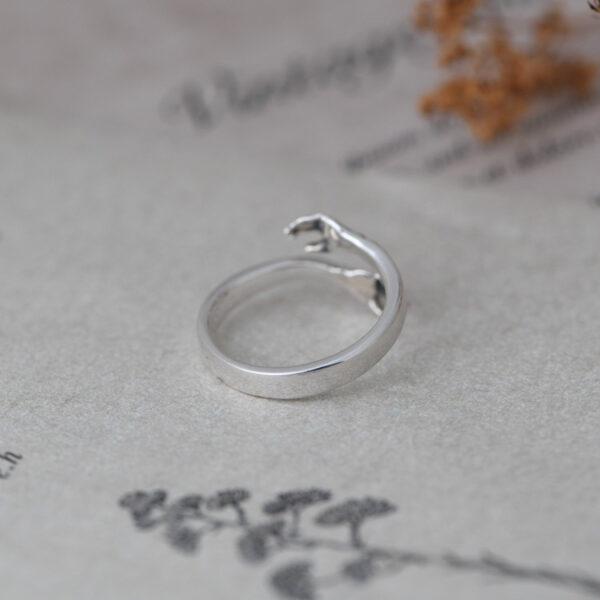 s925 sterling silver hands shape adjustable ring, simple silver open ring - Image 5