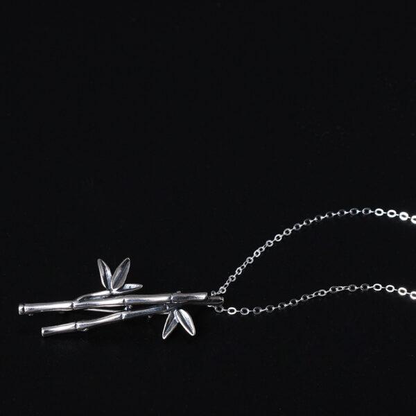 s925 sterling silver bamboo barnch shape brooch, nice silver bamboo pin - Image 5