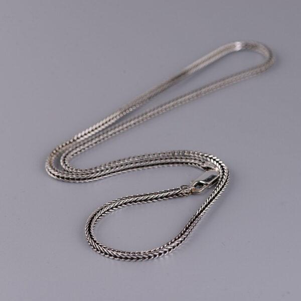 s925 sterling silver chopin chain necklace, oxidized silver foxtail necklace - Image 5