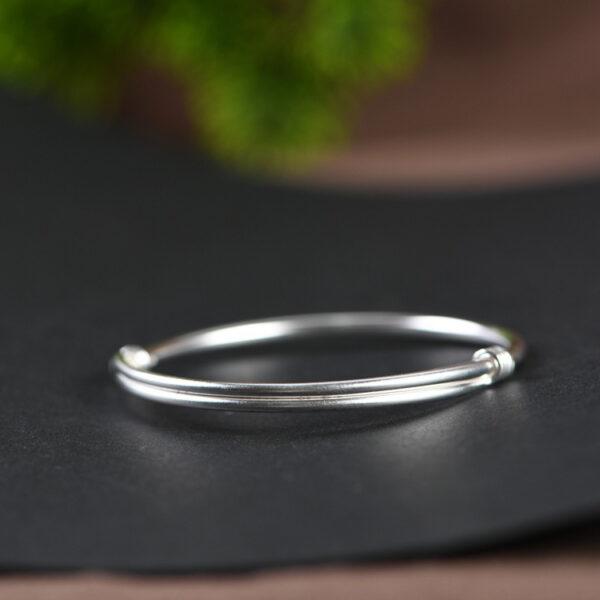 s999 fine silver simple bangle bracelet, oxidized silver push and pull bracelet - Image 5