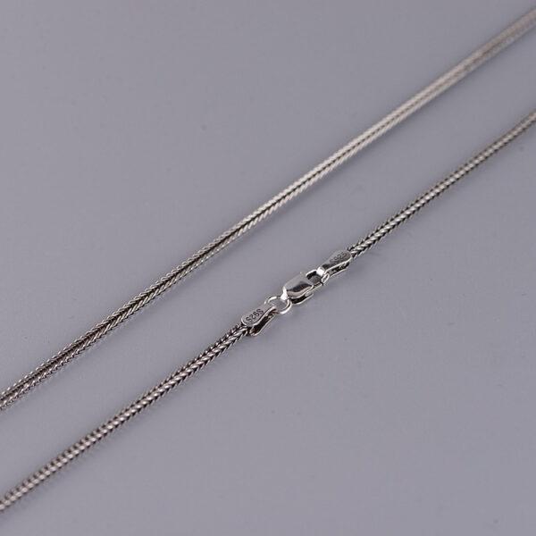 s925 sterling silver chopin chain necklace, oxidized silver foxtail necklace - Image 5