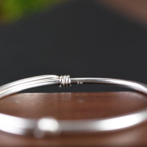s999 fine silver simple bangle bracelet, oxidized silver push and pull bracelet - Image 6