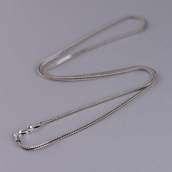 s925 sterling silver chopin chain necklace, oxidized silver foxtail necklace - Image 6