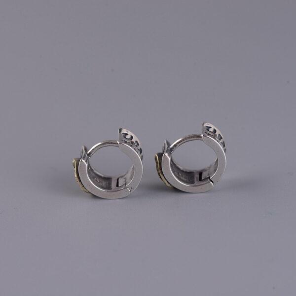 s925 sterling silver Jesus shape hoop earrings, a pair oxidized silver hoop earrings - Image 7
