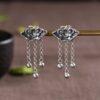 flower earrings, stud earrings, tassel earrings, silver earrings, s925 sterling silver earrings, oxidized silver earrings