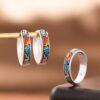 fox ring, fox earrings, silver ring, silver earrings, open ring, adjustable ring, hoop earrings, enamel ring, s925 sterling silver ring