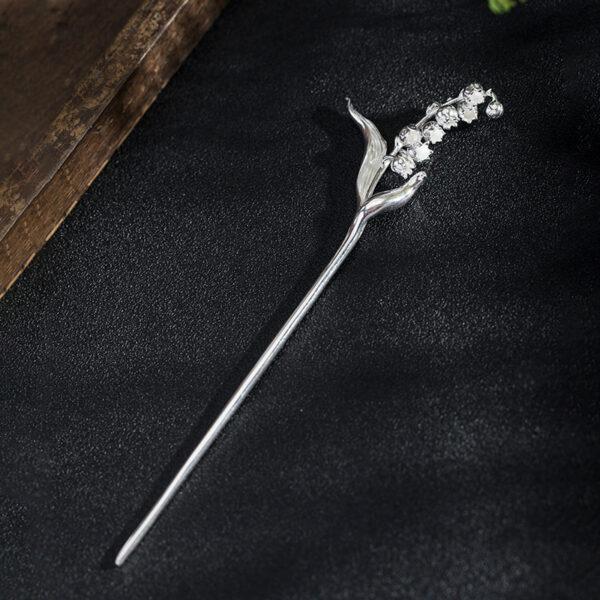 bell lily hairpin, flower hairpin, silver hairpin, s925 sterling silver, hair stick