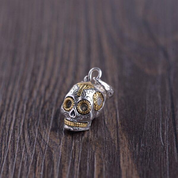 skull pendant, oxidized s925 sterling silver pendant - Image 2