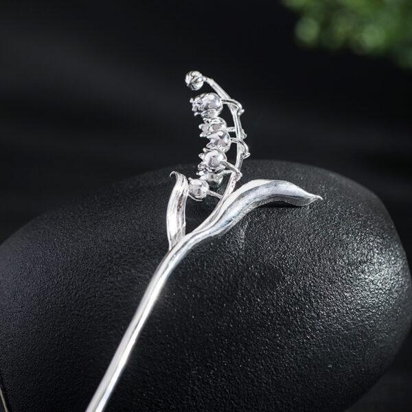 bell lily hairpin, flower hairpin, silver hairpin, s925 sterling silver, hair stick - Image 2