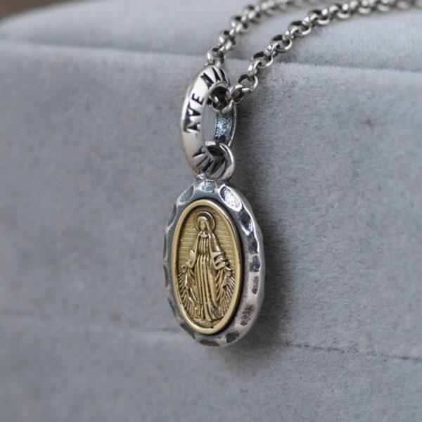Jesus pendant, oval pendant, oxidized s925 sterling silver pendant - Image 2