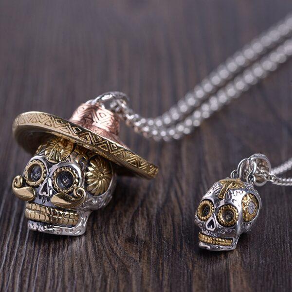 skull pendant, oxidized s925 sterling silver pendant - Image 3