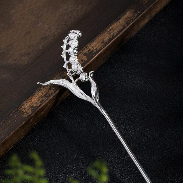 bell lily hairpin, flower hairpin, silver hairpin, s925 sterling silver, hair stick - Image 3