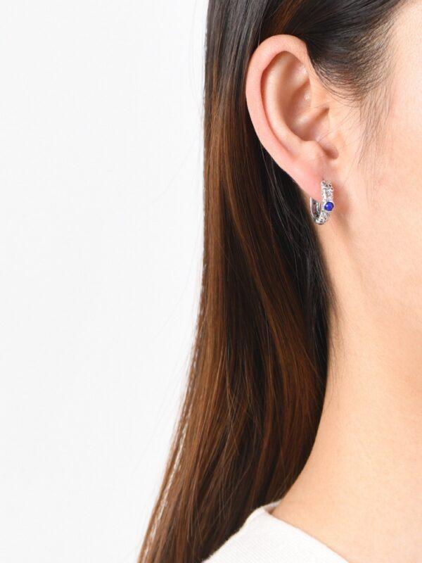 round earrings, agate earrings, lazurite earrings, nephrite earrings, s925 sterling silver earrings, hoop earrings - Image 3