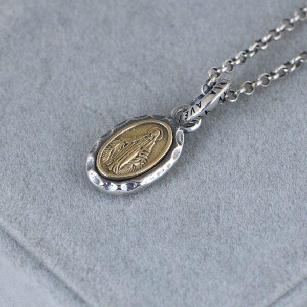 Jesus pendant, oval pendant, oxidized s925 sterling silver pendant - Image 3