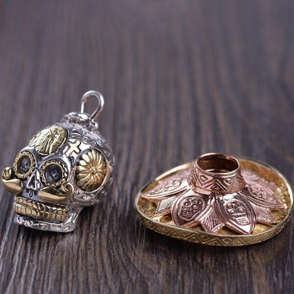skull pendant, oxidized s925 sterling silver pendant - Image 4