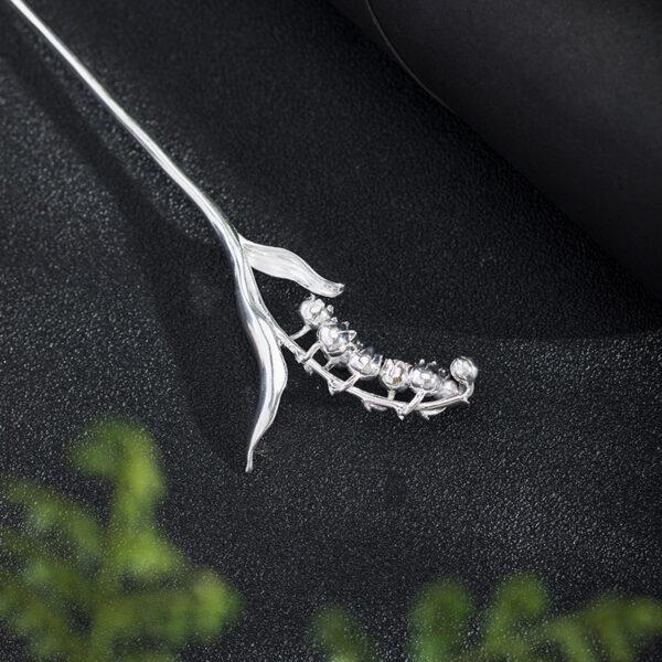 bell lily hairpin, flower hairpin, silver hairpin, s925 sterling silver, hair stick - Image 4