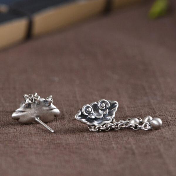 flower earrings, stud earrings, tassel earrings, silver earrings, s925 sterling silver earrings, oxidized silver earrings - Image 5